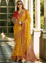 Tissue Silk Cream Party Wear Weaving Saree